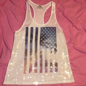 White Victoria’s Secret Pink American Flag Tank